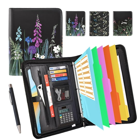 Carpeta Portfolio Organizer Eshow de piel vegana con cierre