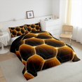 thumbnail image 1 of Honeycomb Comforter Set Twin Size 3D Stereoscopic Black and Orange Hexagon Bedding Sets Geometric Hexagonal Beehive Quilt Simplistic Geometrical Geometry Room Decor, 1 of 6