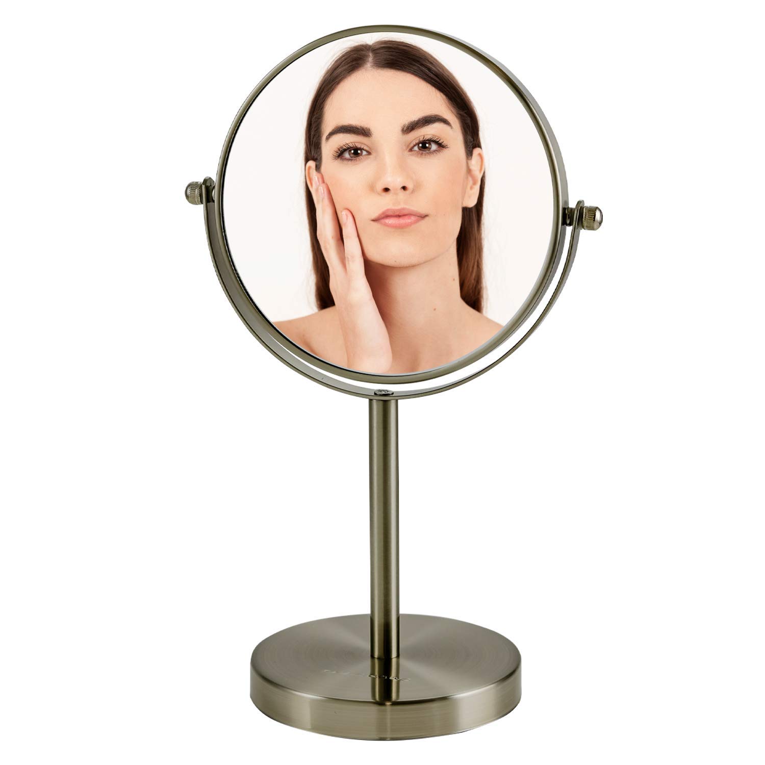 Ovente Table Top Makeup Mirror 6 Inch 1X 7X Magnified 360 Adjustable