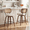 2PC-Linen-Beige, variant on EHANCIS 26" Swivel Counter Height Bar Stools Set of 3, Boho Kitchen Island Chairs, Barstools Cane Back, PU Leather Upholstered Seat & Walnut Wood, Beige