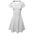 thumbnail image 1 of FashionOutfit Women's Casual Cut Off Back with Lace Trim Short Sleeve Flare Dress, 1 of 1