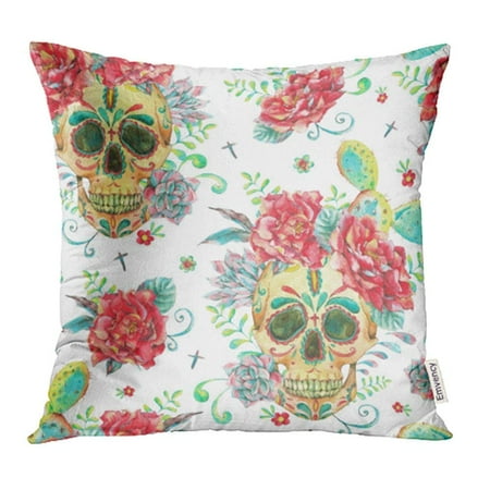 Usart Vintage Watercolor With Skull And Roses Wildflowers Cactus