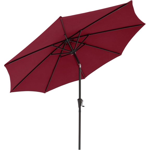 Bigleap 9FT Patio Umbrella, Market Umbrella with 8 Sturdy Ribs, Outdoor Table Umbrella for Garden, Lawn, Backyard, Pool, Red