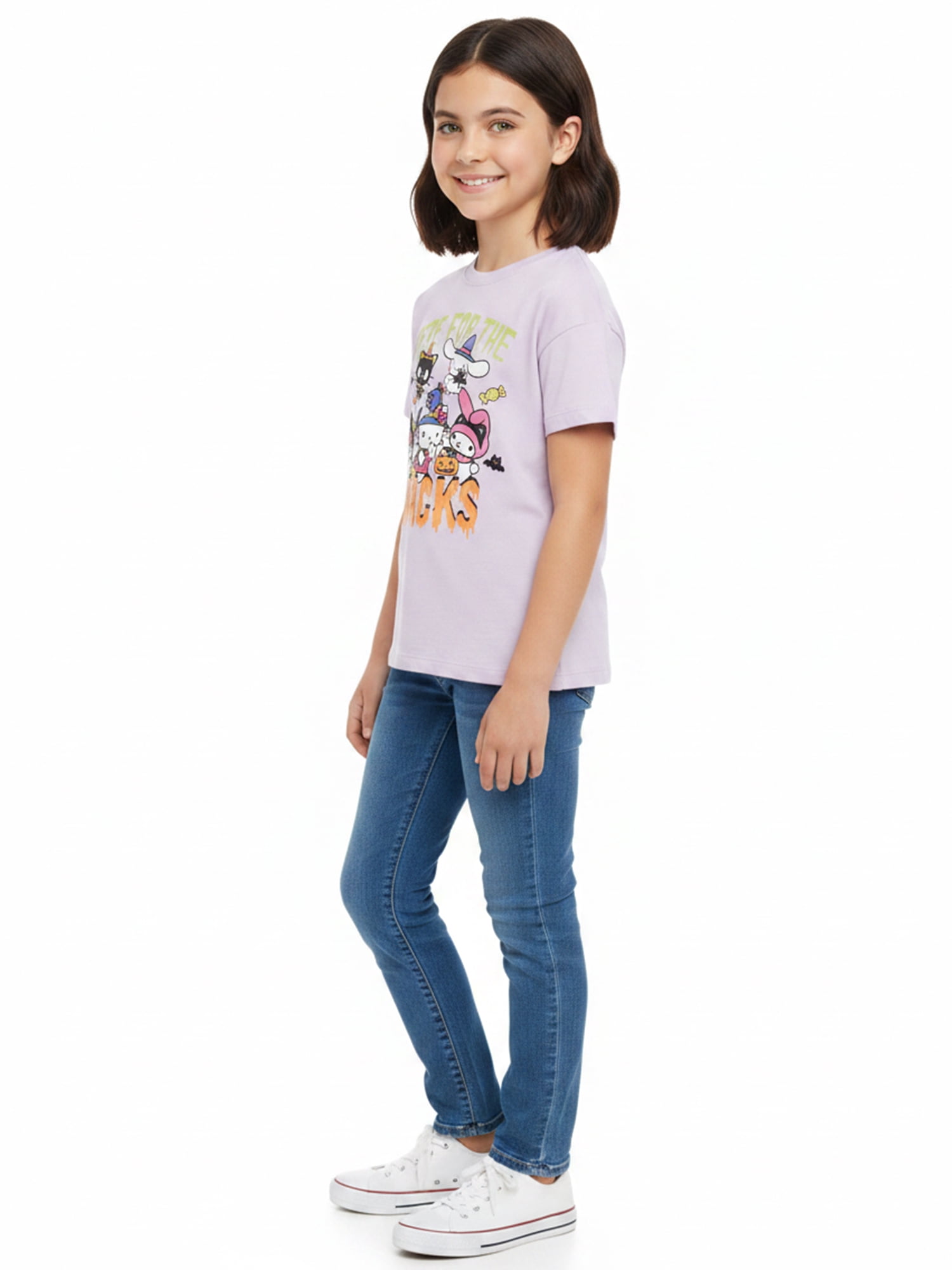 Hello Kitty and Friends Girls' Halloween Graphic Tee with Short Sleeves, Sizes 4-16