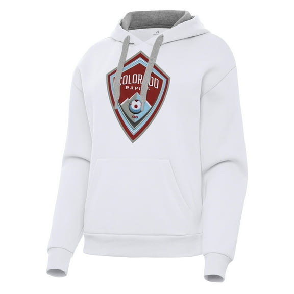 Women's Antigua White Colorado Rapids Victory Pullover Hoodie
