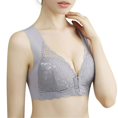 

Qxutpo 6-Pack Womens Bras Sports Lace Front Buckle Yoga Plus Size Workout Bras
