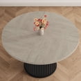 thumbnail image 3 of Ourlova 47Inch Round Dining Table for 4-6 People Grey Dining Room Table with Sturdy Waveform Metal Pedestal Base Industrial Circle Kitchen Table for Dining Room Kitchen, 3 of 6