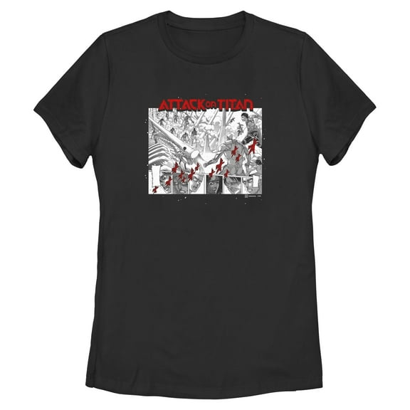 Womens Attack on Titan Fight Reaction Panels T Shirt