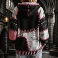 thumbnail image 4 of Meltox Womens Hooded Sweatshirt with Pocket Lightweight Fleece Pullover Long Sleeve Relaxed Fit Patchwork Graphic Hoodie Top Gray 2XL, 4 of 9