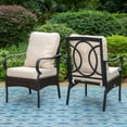 thumbnail image 3 of 7-Piece Outdoor Patio Dining Set with 2 Swivel Cushioned Chairs, 4 Club Chairs & Wood-look Patio Table with Umbrella Hole for 6 People, Beige, 3 of 14