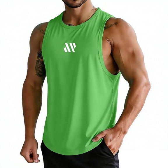 Cmfcve Men's Breathable Athletic Tank Top Sleeveless Running Bodybuilding Muscle Shirt Crewneck Basic Soild t Shirts with Logo