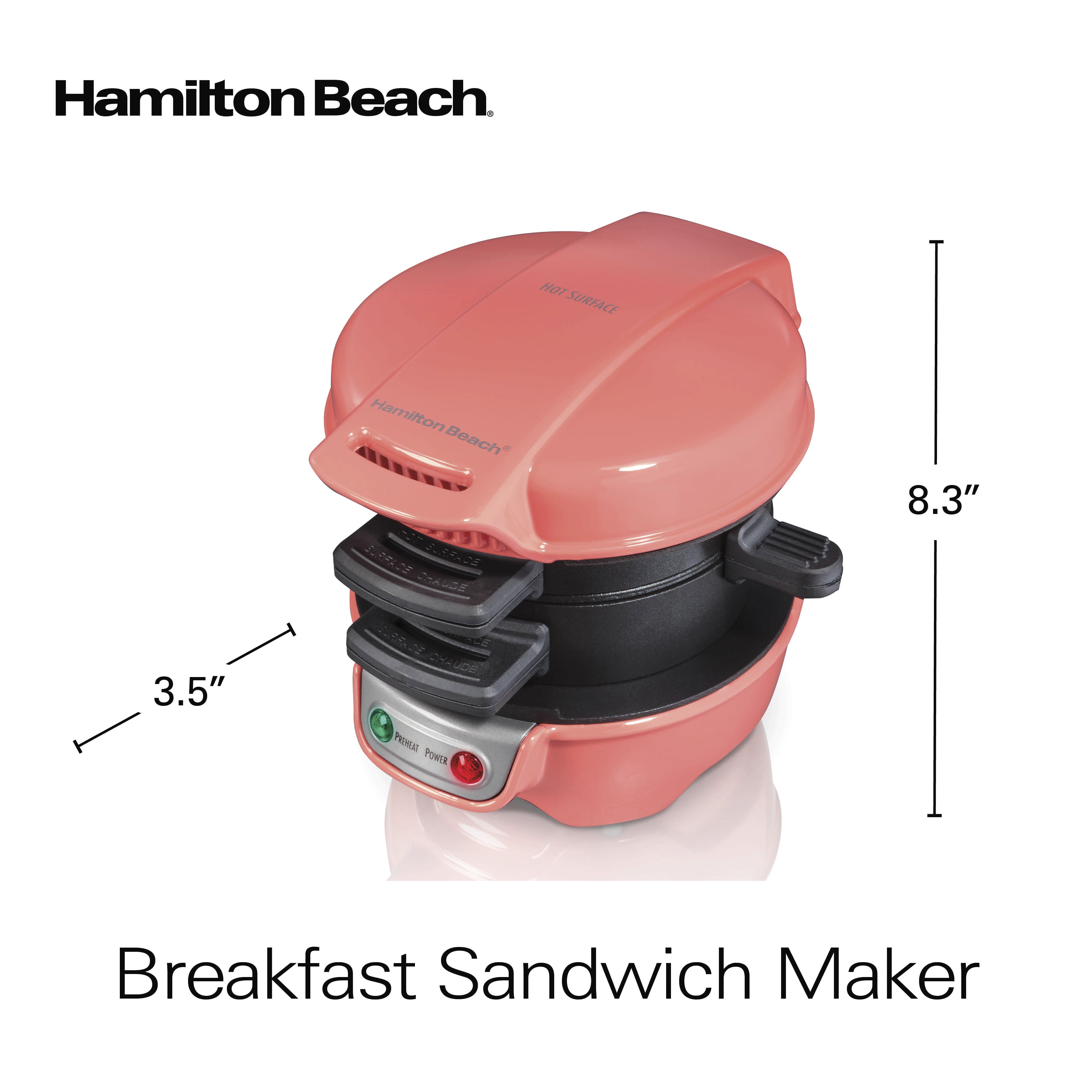 Hamilton Beach Breakfast Sandwich Maker with Egg Cooker Ring, Customize Ingredients, Perfect for English Muffins, Croissants, Mini Waffles, Dorm