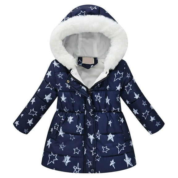 Gubotare Winter Coat Girls Girl's Winter Coats Waterproof Hooded Puffer Jacket Outerwear Winter Jacket Size 5T 6T (Blue,5-6 Years)