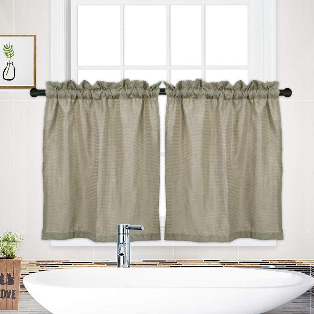 Waffle Kitchen Tier Curtains  Short  Length Water Repellent 
