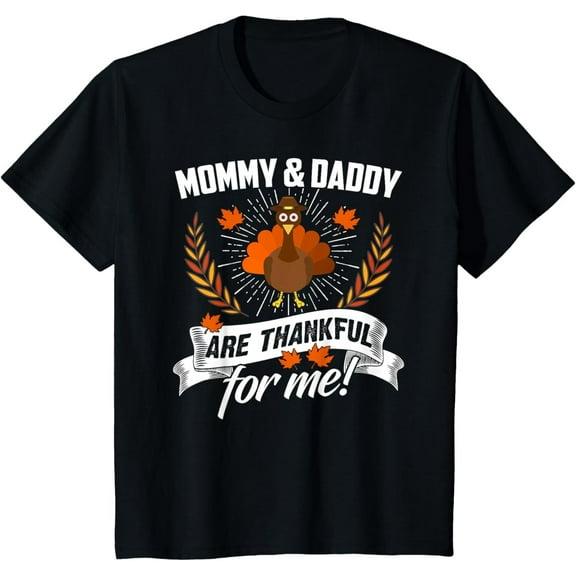 Mommy And Daddy Are Thankful For Me T-Shirt, Funny Thanksgiving Baby Reveal Tee, Cozy Family Fall Holiday Outfit