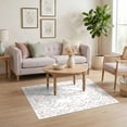 thumbnail image 3 of ODIKA 4'x6' Ultra-Soft Area Rug, Pink Boho Botanical Trailing Vine Border Vintage Scroll Distressed None Washable, Bare feet friendly, Silk-Touch for Bedroom Home office, 3 of 7