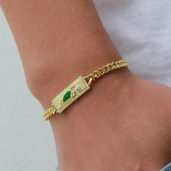 Jewelry Religious Watch Shape Gold Laminated Bracelet 14K Yellow Gold San Judas Tadeo Bracelet