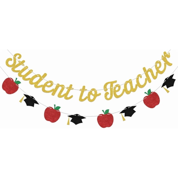 Student to Teacher Banner - Teacher Graduation Party Decorations Gold Black & Red