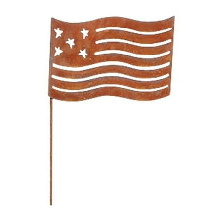 Village Wrought Iron RGS-72-A Flag - Rusted Garden Stake Large