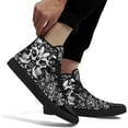 thumbnail image 3 of Skull High Top Canvas Sneakers for Men Women, Gothic Floral Print Streetwear Casual Fashion Skate Shoes, 3 of 7