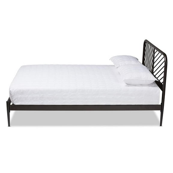 Bowery Hill Industrial Black Finished Metal Queen Size Platform Bed