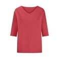 thumbnail image 6 of Virmaxy Womens Blouses Long Sleeve Shirt Women Casual Fashion Solid Color Button T-Shirt Long Sleeves One Shoulder Top Blouse Tops Red-1 M, 6 of 9