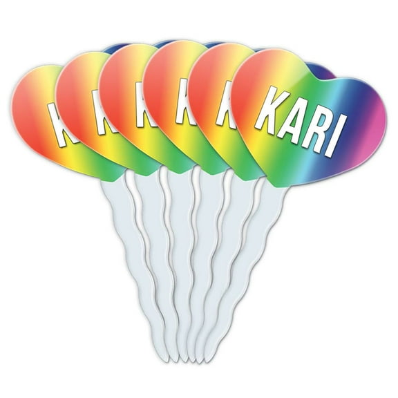 Kari Heart Love Cupcake Picks Toppers - Set of 6