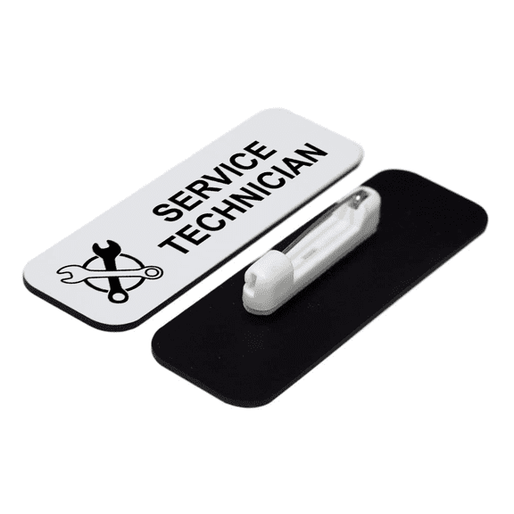 Signs ByLITA Service Technician 1 x 3" Name Tag/Badge, White, (3 Pack)