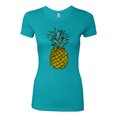 thumbnail image 2 of Wild Bobby, Trendy Tropical Pineapple, Fashion, Women Slim Fit Junior Tee, Tahiti Blue, Small, 2 of 4