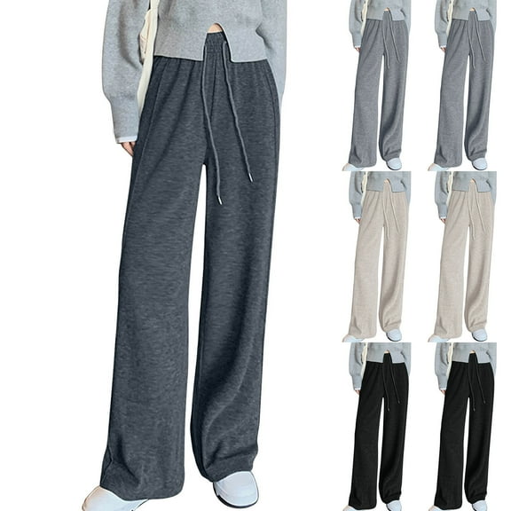 Bixock Women Fall and Winter Clothes,Women Casual Pants,Ladies' Drooping Soft and Loose Knit Sports Loose Pocket Drawstring Wide Narrow Version Leg Pants