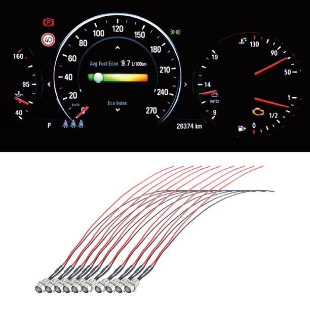 GWONG 10Pcs Universal Dash Panel Pilot Indicator Lights Warning Lights