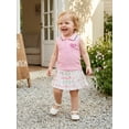 thumbnail image 3 of BemeyourBBs Toddler Baby Girl Golf Outfit Infant Baby Girl Summer Clothes Ribbed Sleeveless Half Button-up Collared Veast Tank Tops and Pleated Skirts Set Toddler Girls 2 Piece Summer Outfit, 3 of 8