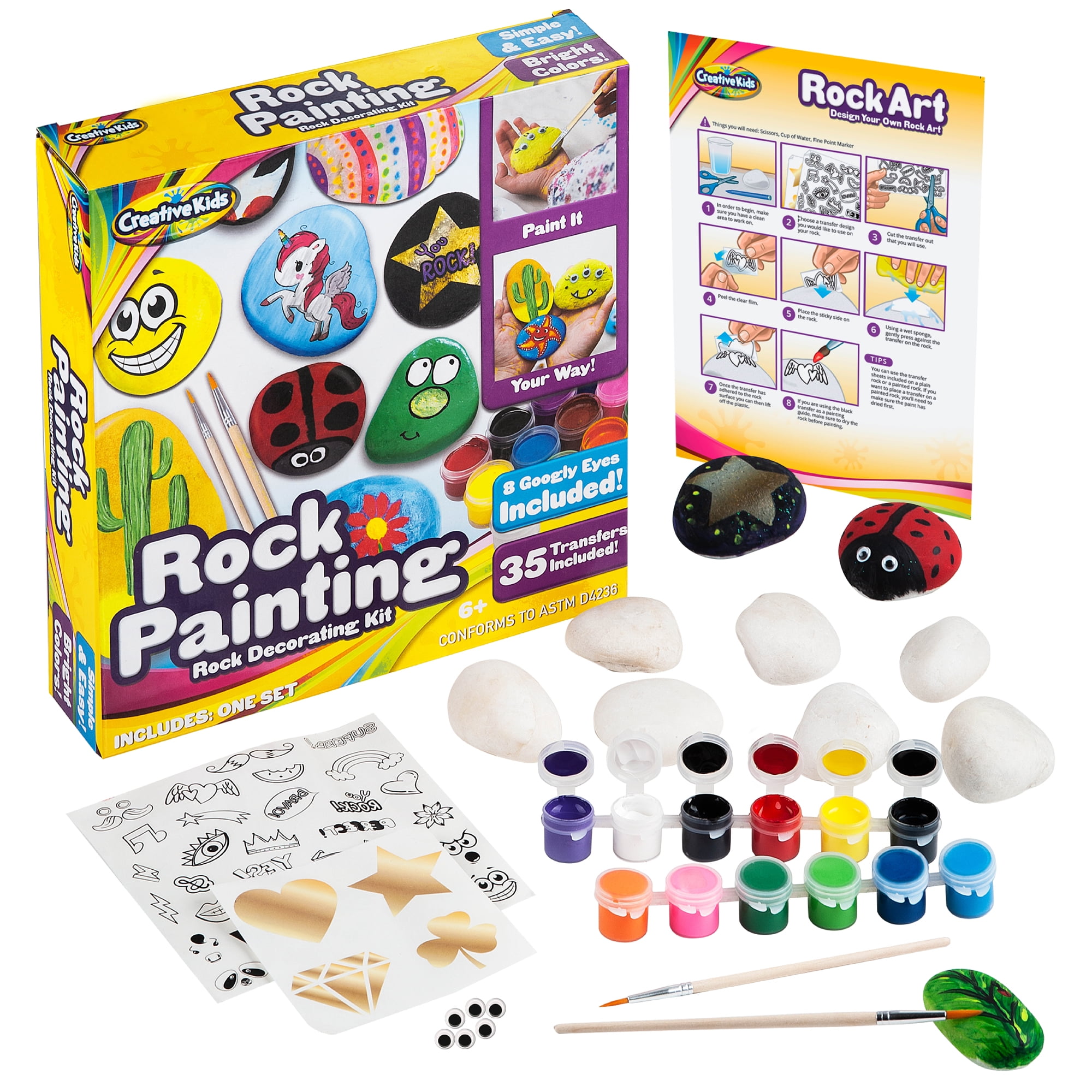 BC BINGO CASTLE arts and crafts kit for kids, rock painting kit toy
