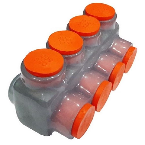 Morris Products 97511 Dual Entry 4 Port Insulated 750-250 AWG Multi Cable Connector, Clear