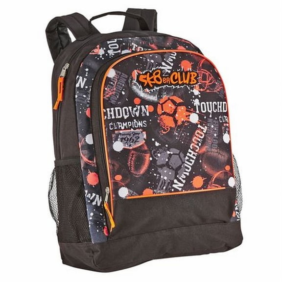 Orange & Black Sports Themed Backpack School Travel Back Pack
