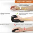 thumbnail image 4 of JTD V638 Wireless Vertical Ergonomic Mouse - Rechargeable with Removable Palm Rest, 4 DPI Settings (800-3200), 360° Tracking - Compatible with PC/Mac/Linux, 4 of 7