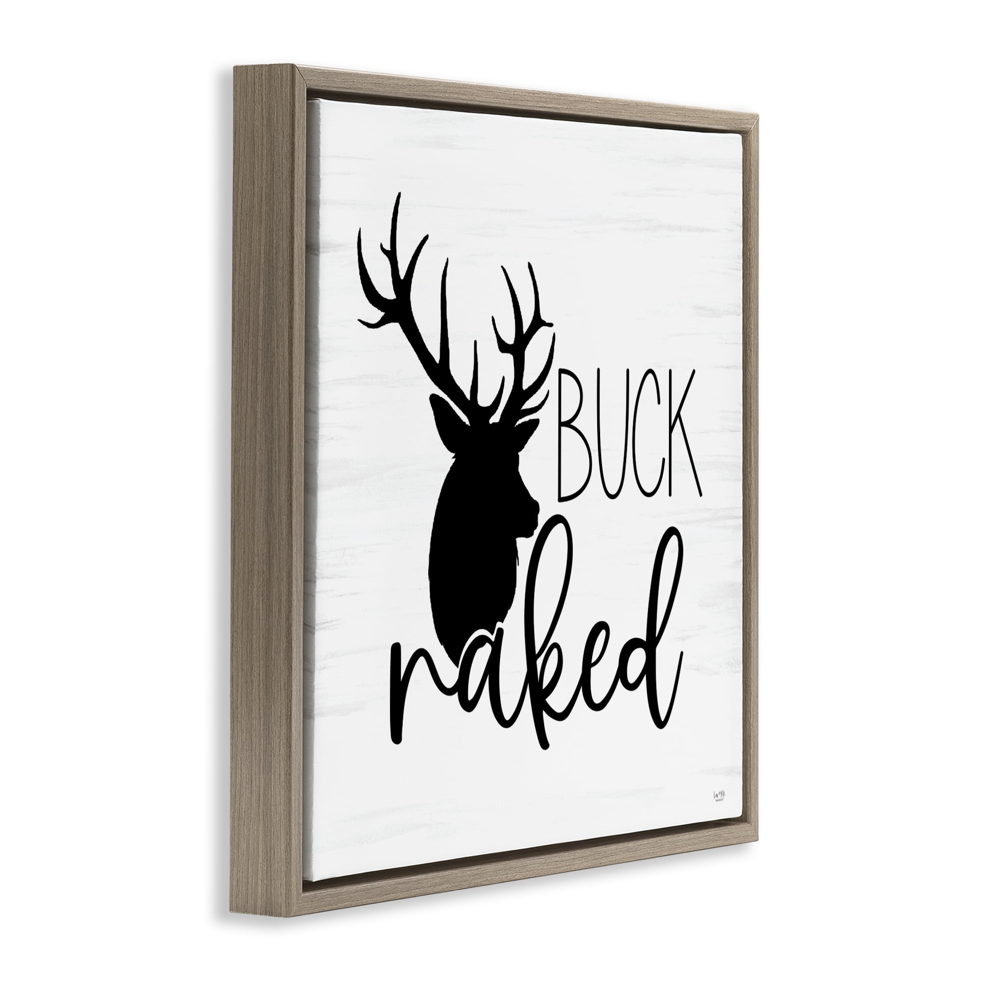 Stupell Industries Buck Naked Silhouette Brown Framed Floater Canvas Wall Art, design by Lux + Me Designs