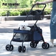 thumbnail image 4 of Trendix Dog Cat Stroller 4 Wheels Cart, Dog Cat Cage with Cup Holder, Breathable and Visible Mesh Outdoor Travel Pet Folding Stroller, Pink, 4 of 9