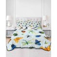 thumbnail image 2 of Twin Quilt Bedding Set, Spring Butterfly Dragonfly Reversible Summer Quilt 3 Pieces, Rustic Botanical Floral Teal Green Lightweight Bedspreads Coverlets with 2 Pillow Shams for All Seasons, 2 of 5