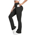 thumbnail image 4 of ManxiVoo Women's High Waist Wide Leg Yoga Pants with No Visible Lines Slight Flare and Pockets for Comfortable Yoga and Workout Sessions S Size Dark Gray, 4 of 5
