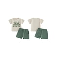 thumbnail image 2 of Loicainy Toddler Baby Boy Summer Outfits 6 12 18 24 Months 2T 3T 4T Letter Print Short Sleeve T-shirts and Solid Shorts 2 Piece Clothes Set, 2 of 9