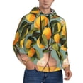 thumbnail image 2 of Naloa Retro Warm Lemon Flower Men's Casual Hooded Collar Drawstring Hoodies Pullover Sweatshirts Casual Long Sleeve Shirts-Large, 2 of 7