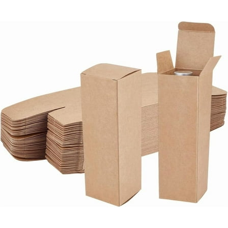 50PCS Kraft Paperboard Box Rectangular Kraft Brown Boxes Gift Boxes with Lids for Jewellery & Candy Gift Wrapping Party Favours 1.9x1.9x6.3 Inch