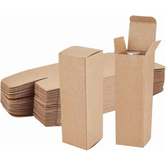 50PCS Kraft Paperboard Box Rectangular Kraft Brown Boxes Gift Boxes with Lids for Jewellery & Candy Gift Wrapping Party Favours 1.9x1.9x6.3 Inch