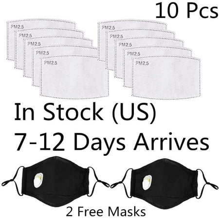10 Pcs PM2.5 Activated Carbon Filter for Breathing Insert Protective mask Anti Pollution Washable Cotton for adult Outdoor Activities