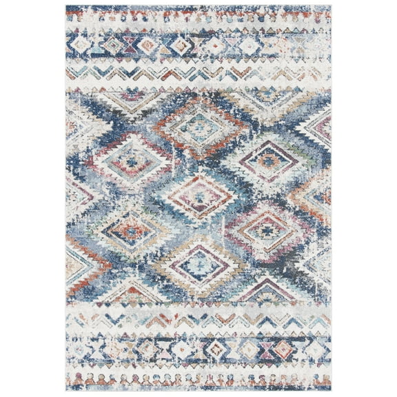 SAFAVIEH Phoenix Nash Geometric Area Rug, Blue/Ivory, 4'5" x 6'5"