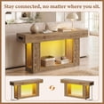 thumbnail image 5 of Homieasy 63" Farmhouse Console Table - Natural Oak, with Outlets, LED Lights & 2-Tier Storage, Unique Geometric Pattern Sofa Table for Living Room, Hallway, Foyer, 5 of 7