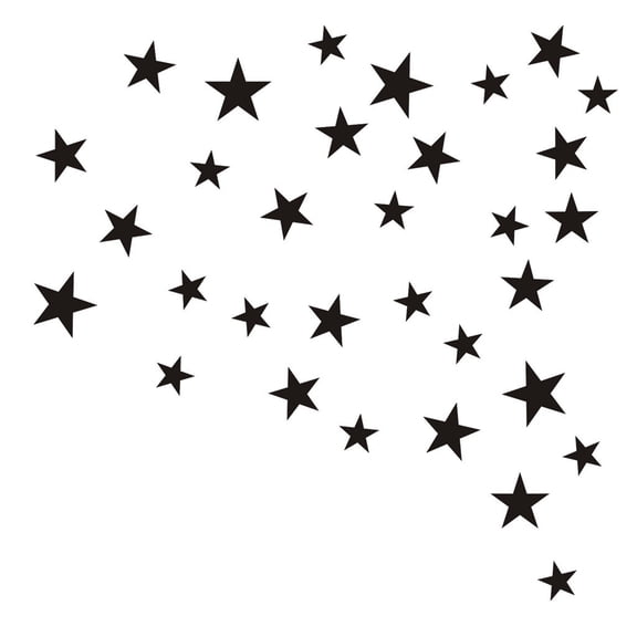 ABODELINE Star Wall Stickers 17 PCS Removable Peel and Stick PVC Stars Decals for Living Room Bedroom Wedding Baby Shower Birthday Christmas Decorations