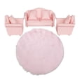 thumbnail image 1 of Miniature Wood Mini Sofa and Cushion Furniture Set with Plush Floor Mat Carpet Area Rug /12 Doll Room Decoration Pretend Play, 1 of 8