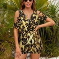 thumbnail image 3 of New Orleans Black And Gold Louisiana Fleur De Lis Beads Womens Summer V Neck Zipper Top Short Sleeve T Shirt Off Shoulder Top Casual Classy Loose Shirts, 3 of 7